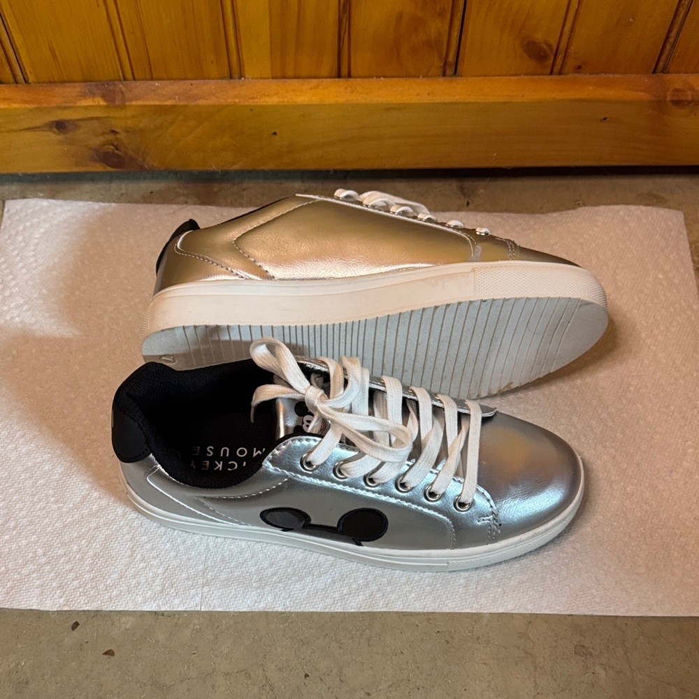 Disney Silver Sneakers with Black Mickey Mouse - Picture 3 of 9